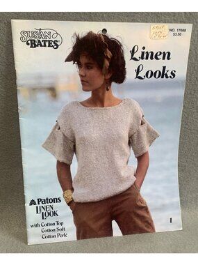 Susan Bates Patons Linen Look Knit Patterns Book No. 1768 Cotton Top & Perlé 198
